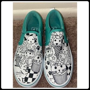 VANS COLOR ME girls Asher slip ons NWT sz 1